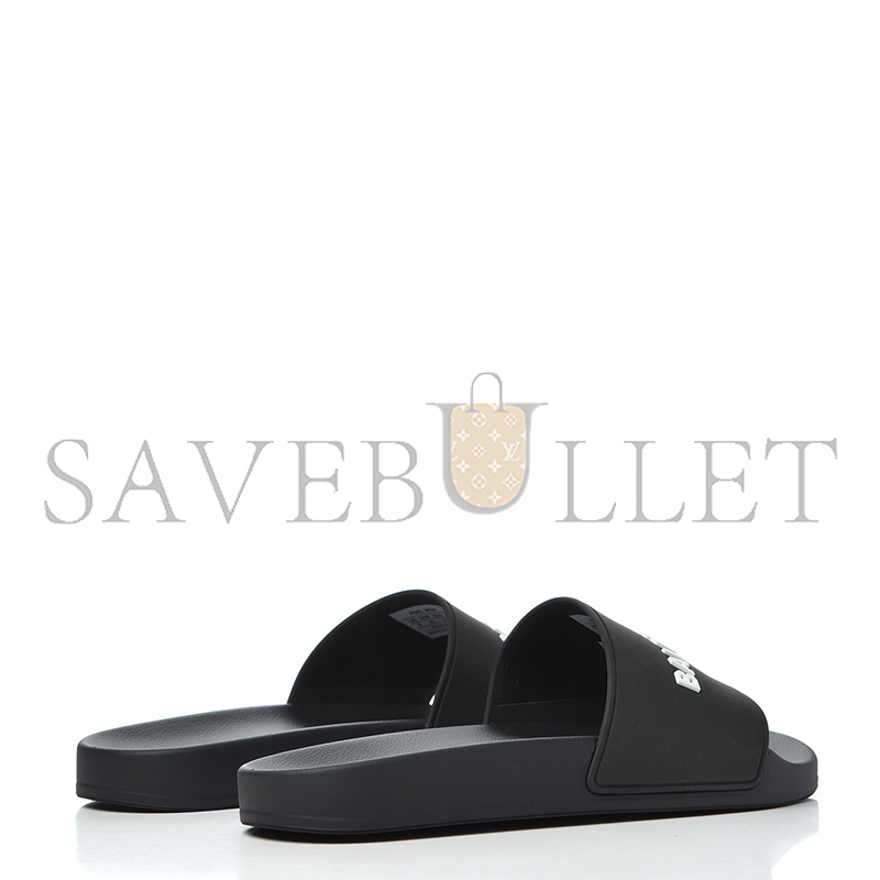 BALENCIAGA PVC LOGO MENS POOL SLIDE SANDALS BLACK